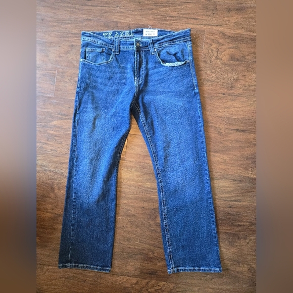 TK Axel Jeans Men 38x29 Slim Boot Cut Stretch 5 Pocket Denim Skater Embroidered - Picture 3 of 7